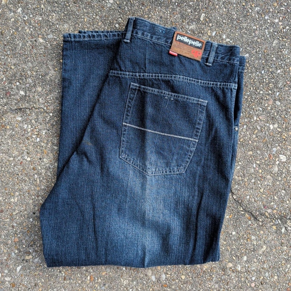 Pelle Pelle Baggy Jeans Mens 48x34 Dark Wash Marc Buchanan Vintage 90s Hip Hop